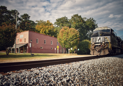 Photograph of a train on the tracks by Mark Scott