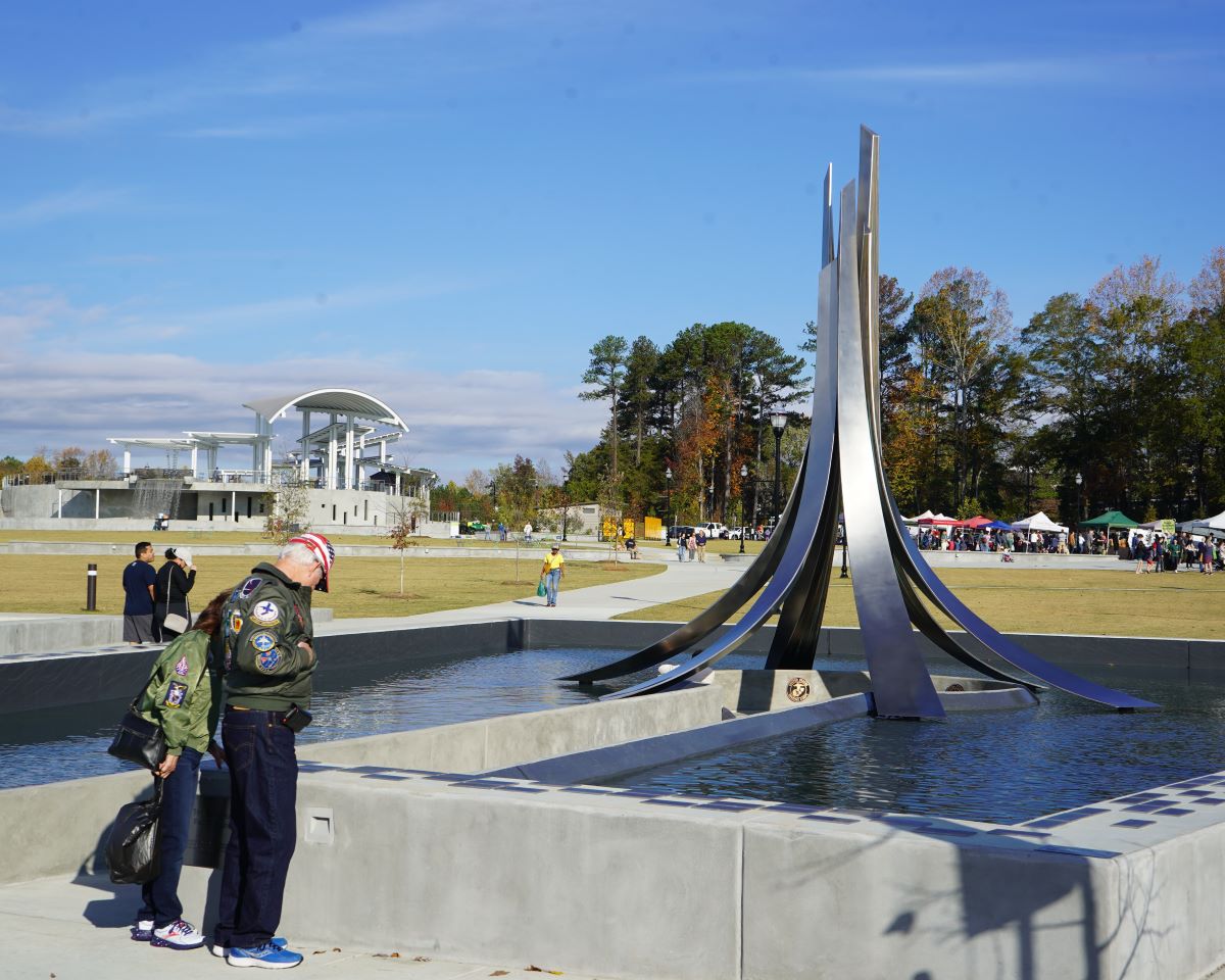 Veterans Memorial at town center on main